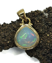 Load image into Gallery viewer, Pear Ethiopian Opal Pendant, Sterling Silver, 18K Gold Plated, October Birthstone, Aura Gem