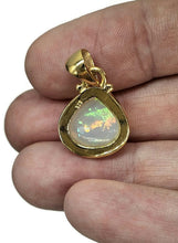 Load image into Gallery viewer, Pear Ethiopian Opal Pendant, Sterling Silver, 18K Gold Plated, October Birthstone, Aura Gem