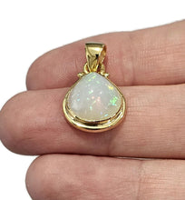 Load image into Gallery viewer, Pear Ethiopian Opal Pendant, Sterling Silver, 18K Gold Plated, October Birthstone, Aura Gem