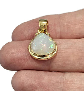 Pear Ethiopian Opal Pendant, Sterling Silver, 18K Gold Plated, October Birthstone, Aura Gem