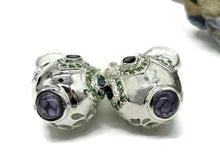 Load image into Gallery viewer, Tsavorite, London Blue Topaz, Amethyst &amp; Zircon Earrings, Genie Bottle Earrings