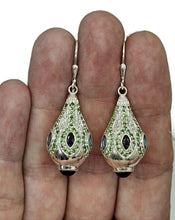 Load image into Gallery viewer, Tsavorite, London Blue Topaz, Amethyst &amp; Zircon Earrings, Genie Bottle Earrings