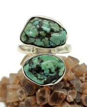 Load image into Gallery viewer, Raw Tibetan Turquoise Ring, Sterling Silver, Size O, Protection Stone, Love Rock