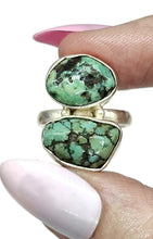 Load image into Gallery viewer, Raw Tibetan Turquoise Ring, Sterling Silver, Size O, Protection Stone, Love Rock