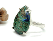 Load image into Gallery viewer, Azurite Malachite Ring, Size S, Sterling Silver, Pear Shaped, Green Blue Gem