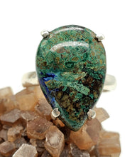 Load image into Gallery viewer, Azurite Malachite Ring, Size S, Sterling Silver, Pear Shaped, Green Blue Gem