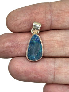 Australian Opal Pendant, October Birthstone, Sterling Silver, Blue Green Opal Doublets