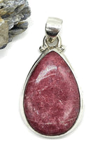 Load image into Gallery viewer, Thulite Pendant, Sterling Silver, Vibrant Pink Gemstone, Pink Zoisite, Rosaline Crystal