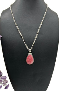 Thulite Pendant, Sterling Silver, Vibrant Pink Gemstone, Pink Zoisite, Rosaline Crystal