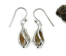 Load image into Gallery viewer, Yellow Tourmaline Cage Earrings, Sterling Silver, Raw Gemstone Earrings, Libra Birthstone