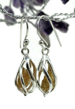 Load image into Gallery viewer, Yellow Tourmaline Cage Earrings, Sterling Silver, Raw Gemstone Earrings, Libra Birthstone