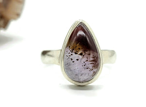 Super Seven ring, Size 7.5, Cacoxenite Ring, Pear Shaped, Melody Stone Ring