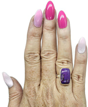 Load image into Gallery viewer, Purple Turquoise Ring, Size 5.5, Sterling Silver, Rectangle Shaped, Goddess Gem