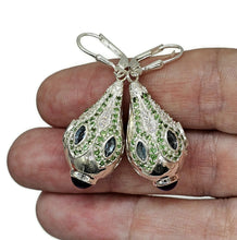 Load image into Gallery viewer, Tsavorite, London Blue Topaz, Amethyst &amp; Zircon Earrings, Genie Bottle Earrings