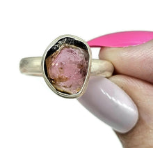 Load image into Gallery viewer, Watermelon Tourmaline Ring, Size 8, Sterling Silver, Pink &amp; Green Tourmaline, Heart Stone