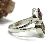 Load image into Gallery viewer, Pink &amp; Yellow Tourmaline Ring, Size 7, Sterling Silver, Rough Tourmaline, Raw Gemstones