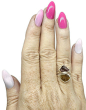 Load image into Gallery viewer, Pink &amp; Yellow Tourmaline Ring, Size 7, Sterling Silver, Rough Tourmaline, Raw Gemstones