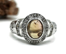 Load image into Gallery viewer, Dusty Pink Tourmaline Ring, Size S, Sterling Silver, oval cabochon Gemstone, Heart Chakra