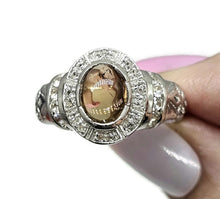 Load image into Gallery viewer, Dusty Pink Tourmaline Ring, Size S, Sterling Silver, oval cabochon Gemstone, Heart Chakra