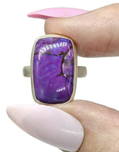 Load image into Gallery viewer, Purple Turquoise Ring, Size 5.5, Sterling Silver, Rectangle Shaped, Goddess Gem