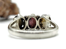 Load image into Gallery viewer, Vintage Style Tourmaline Ring, Size 9, Three Stone Ring, Sterling Silver, Oval Cabochon - GemzAustralia 