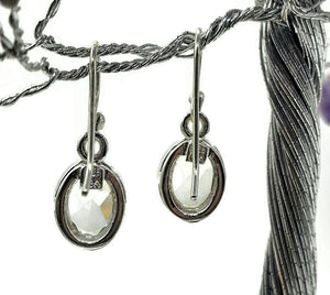 Green Amethyst Earrings, 5 carats, Sterling Silver, Prasiolite Gemstone, Oval Faceted