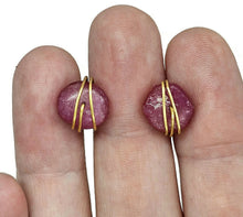 Load image into Gallery viewer, Raw Ruby Studs, July Birthstone, Gold Plated Sterling Silver, Rough Gemstones, Natural