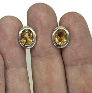 6 Carat Citrine Studs, November Birthstone, Oval Faceted, Sterling Silver, Birthstone Studs