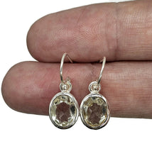 Load image into Gallery viewer, Green Amethyst Earrings, 5 carats, Sterling Silver, Prasiolite Gemstone, Oval Faceted
