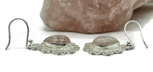 Load image into Gallery viewer, Vintage Style Rose Quartz Earrings, Sterling Silver, Pear shaped, Cabochon Gemstone - GemzAustralia 