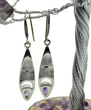 Load image into Gallery viewer, Statement Amethyst Earrings, February Birthstone, Sterling Silver, Marquise Shaped - GemzAustralia 