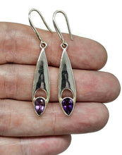 Load image into Gallery viewer, Statement Amethyst Earrings, February Birthstone, Sterling Silver, Marquise Shaped - GemzAustralia 
