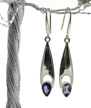 Load image into Gallery viewer, Statement Amethyst Earrings, February Birthstone, Sterling Silver, Marquise Shaped - GemzAustralia 