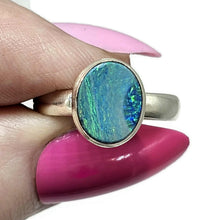 Load image into Gallery viewer, Australian Opal Ring, October Birthstone, Size P, Sterling Silver, Oval Shaped - GemzAustralia 