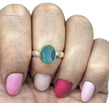 Load image into Gallery viewer, Australian Opal Ring, October Birthstone, Size P, Sterling Silver, Oval Shaped - GemzAustralia 