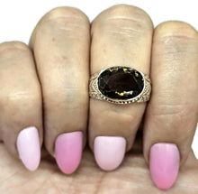 Load image into Gallery viewer, Oval Smoky Quartz Ring, size Q1/2, Sterling Silver, 6 carats, Scorpio Zodiac, Grounding Stone - GemzAustralia 