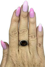 Load image into Gallery viewer, Oval Smoky Quartz Ring, size Q1/2, Sterling Silver, 6 carats, Scorpio Zodiac, Grounding Stone - GemzAustralia 