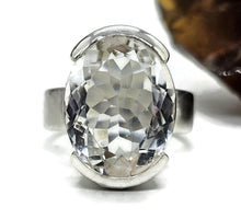 Load image into Gallery viewer, Clear Quartz Ring, Size N, Sterling Silver, 16 carats, Oval Faceted, Psychic Stone - GemzAustralia 