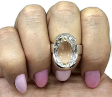 Load image into Gallery viewer, Clear Quartz Ring, Size N, Sterling Silver, 16 carats, Oval Faceted, Psychic Stone - GemzAustralia 