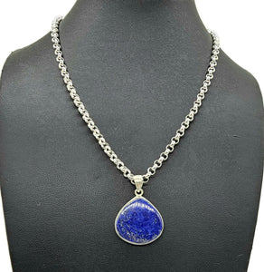 Lapis Lazuli Pendant, Sterling Silver, Pear Shaped, Protection Stone, Truth Stone,