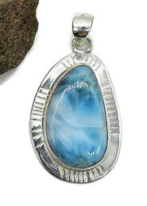 Blue and White Larimar Pendant, Water & Fire Gemstone, Dolphin Stone, Stone of Atlantis