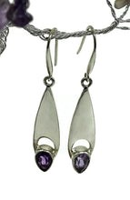 Load image into Gallery viewer, Statement Amethyst Earrings, February Birthstone, Sterling Silver, Marquise Shaped - GemzAustralia 