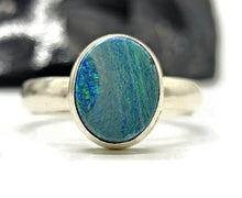 Load image into Gallery viewer, Australian Opal Ring, October Birthstone, Size P, Sterling Silver, Oval Shaped - GemzAustralia 