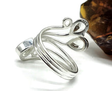 Load image into Gallery viewer, Prasiolite Wrap Around Ring, Size R, Sterling Silver, Three Stone Ring, Green Amethyst - GemzAustralia 
