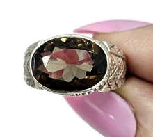 Load image into Gallery viewer, Oval Smoky Quartz Ring, size Q1/2, Sterling Silver, 6 carats, Scorpio Zodiac, Grounding Stone - GemzAustralia 
