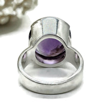 Load image into Gallery viewer, 23 Carat Round Amethyst Ring, size 10, Sterling Silver, AAA Gem, Protection Amulet - GemzAustralia 