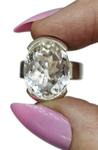 Load image into Gallery viewer, Clear Quartz Ring, Size N, Sterling Silver, 16 carats, Oval Faceted, Psychic Stone - GemzAustralia 