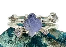 Load image into Gallery viewer, Raw Tanzanite Constellation Ring, Size 8, December Birthstone, Sterling Silver, Rough Tanzanite, Artisanal Piece - GemzAustralia 