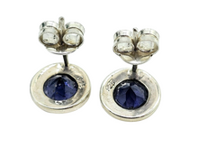 Load image into Gallery viewer, Iolite Studs, Water Sapphire, Round Faceted, Sterling Silver, Blue Violet Gemstone, Connects to Angels, Viking's Compass - GemzAustralia 