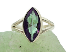 Load image into Gallery viewer, 5 carat Mystic Topaz Ring, Marquise Shape, Size 7 3/4, Sterling Silver, Purple / Green Gemstone, Fire Topaz, Rainbow Topaz - GemzAustralia 